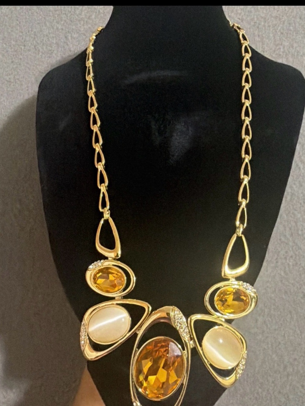 7 Charming Sisters Asymmetric Geometric Bib Statement Necklace